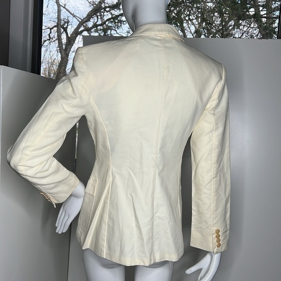 MaxMara Sz 6/40 Cream 100% Cotton Fitted Blazer Made in Italy - Picture 3 of 9